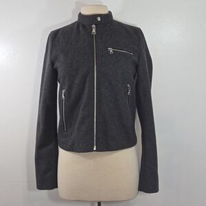 Gap Wool Moto Zip Biker Gray Jacket Small
